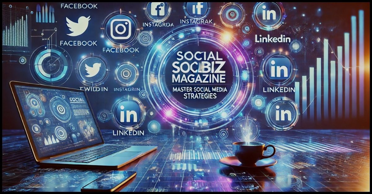 SocialBizMagazine.com with a sleek design, representing social media insights and growth strategies.