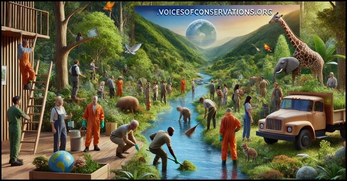 Voices of Conservation logo with a nature-inspired design.